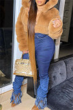 Pink Fashion Casual Solid Cardigan Hooded Collar Outerwear