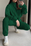 Blue Fashion Casual Solid Patchwork Turtleneck Long Sleeve Two Pieces