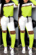 Fluorescent Green Fashion Casual Leopard Patchwork O Neck Long Sleeve Two Pieces