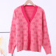 Pink Fashion Sweet Letter Patchwork V Neck Tops