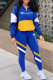 Blue Fashion Sportswear Print Patchwork Zipper Collar Long Sleeve Two Pieces