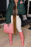 Pink Fashion Casual Solid Cardigan Hooded Collar Outerwear