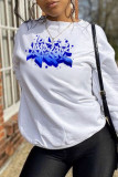 Grey Fashion Street Print Patchwork Letter O Neck Tops