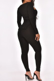 Purple Fashion Casual Solid Slit Square Collar Long Sleeve Two Pieces