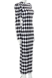 Black And White Sexy Plaid Patchwork O Neck Pencil Skirt Dresses