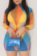 Yellow Sexy Print Patchwork Half A Turtleneck Pencil Skirt Dresses