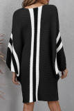 Camel Casual Print Patchwork O Neck Long Sleeve Dresses