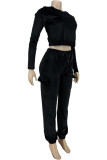 Silver Fashion Casual Solid Basic O Neck Long Sleeve Two Pieces