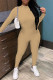 Khaki Casual Sportswear Solid Basic O Neck Long Sleeve Two Pieces
