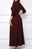 Black Fashion Casual Solid Basic Turndown Collar Long Sleeve Dresses