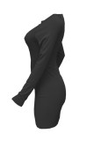 Pink Sexy Casual Solid Hollowed Out O Neck Long Sleeve Dresses