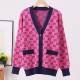 Rose Red Fashion Celebrities Letter Patchwork V Neck Tops