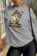 Grey Fashion Casual Print Patchwork O Neck Tops