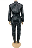 Brown Fashion Casual Solid With Belt Regular Jumpsuits