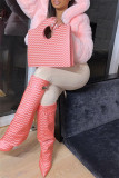 Pink Fashion Casual Solid Cardigan Hooded Collar Outerwear