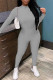 Grey Casual Sportswear Solid Basic O Neck Long Sleeve Two Pieces