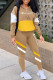Khaki Fashion Sportswear Print Patchwork Zipper Collar Long Sleeve Two Pieces