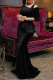 Black Elegant Solid Embroidered Hollowed Out Patchwork O Neck Evening Dress Dresses