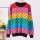 Multicolor Fashion Celebrities Letter Patchwork O Neck Tops
