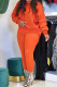 Orange Fashion Casual Solid Basic Turtleneck Long Sleeve Two Pieces