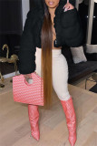 Pink Fashion Casual Solid Cardigan Hooded Collar Outerwear