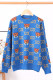 Blue Fashion Sweet Animal Print Letter O Neck Tops