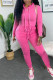 Rose Red Fashion Casual Solid Basic Hooded Collar Long Sleeve Two Pieces