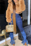 Pink Fashion Casual Solid Cardigan Hooded Collar Outerwear