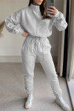 Blue Fashion Casual Solid Patchwork Turtleneck Long Sleeve Two Pieces