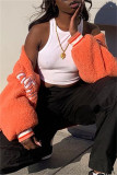 Orange Fashion Casual Letter Print Cardigan Outerwear