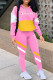 Light Pink Fashion Sportswear Print Patchwork Zipper Collar Long Sleeve Two Pieces