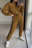 Blue Fashion Casual Solid Patchwork Turtleneck Long Sleeve Two Pieces