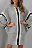 Camel Casual Print Patchwork O Neck Long Sleeve Dresses