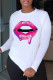 Glitter Gold Fashion Casual Lips Printed Basic O Neck T-Shirts