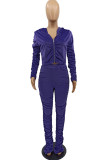 purple Fashion Sexy Adult Pleuche Solid Fold Hooded Collar Long Sleeve Regular Sleeve Regular Two Pieces