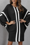 Camel Casual Print Patchwork O Neck Long Sleeve Dresses