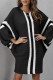 Black Casual Print Patchwork O Neck Long Sleeve Dresses