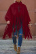 Burgundy Fashion Casual Print Tassel Turtleneck Tops