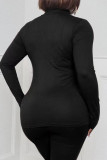 Coffee Casual Solid Patchwork Half A Turtleneck Long Sleeve Two Pieces