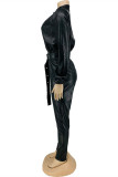 Brown Fashion Casual Solid With Belt Regular Jumpsuits