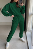 Blue Fashion Casual Solid Patchwork Turtleneck Long Sleeve Two Pieces