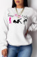 White Fashion Casual Print Patchwork Letter O Neck Tops