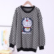 Black Fashion Sweet Character Patchwork O Neck Tops