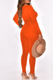 Purple Fashion Casual Solid Slit Square Collar Long Sleeve Two Pieces