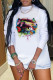 Multicolor Fashion Casual Lips Printed Basic O Neck Long Sleeve Dresses