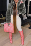 Pink Fashion Casual Solid Cardigan Hooded Collar Outerwear