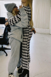 Black And White Sexy Plaid Patchwork O Neck Pencil Skirt Dresses