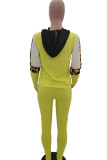 Rose Red Fashion Casual Leopard Patchwork O Neck Long Sleeve Two Pieces