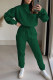 Green Fashion Casual Solid Patchwork Turtleneck Long Sleeve Two Pieces