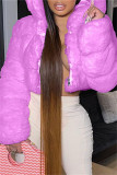 Pink Fashion Casual Solid Cardigan Hooded Collar Outerwear